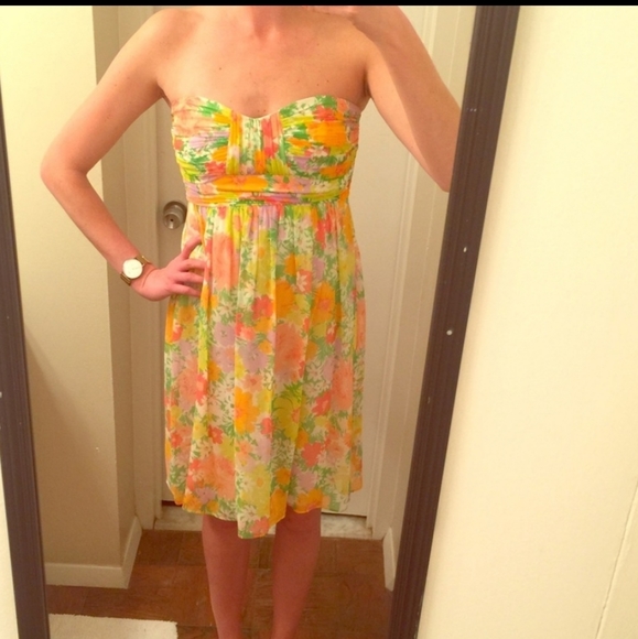 Shoshanna silk floral strapless dress 2 - Picture 14 of 14